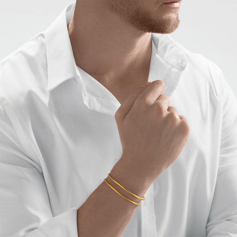 Nebu Gold 24k Gold Double Banded Arrow Bangle Male