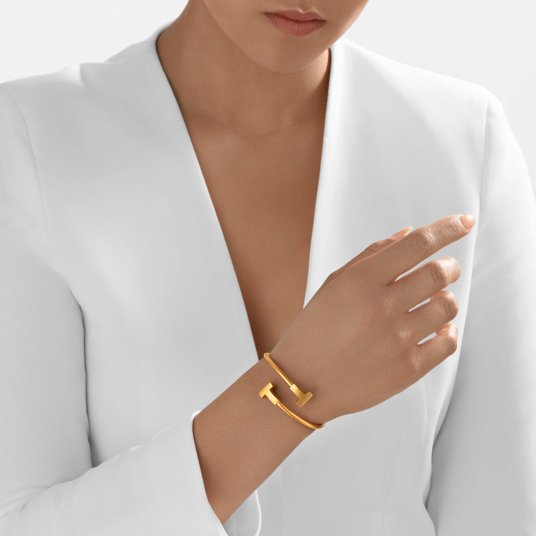 Nebu Gold 24k Gold Double Pillar Stop Bangle Female