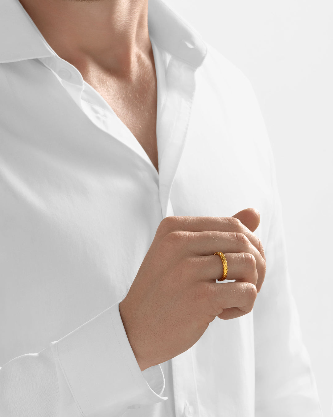 Nebu Gold 24k Gold Modern Serpent Ring Male