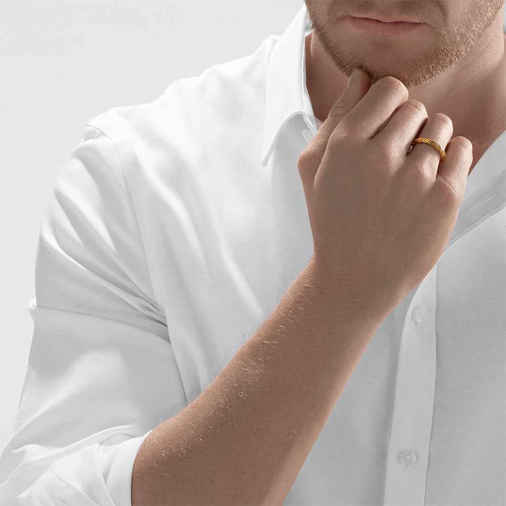 Nebu Gold 24k Gold Textured Ring Male