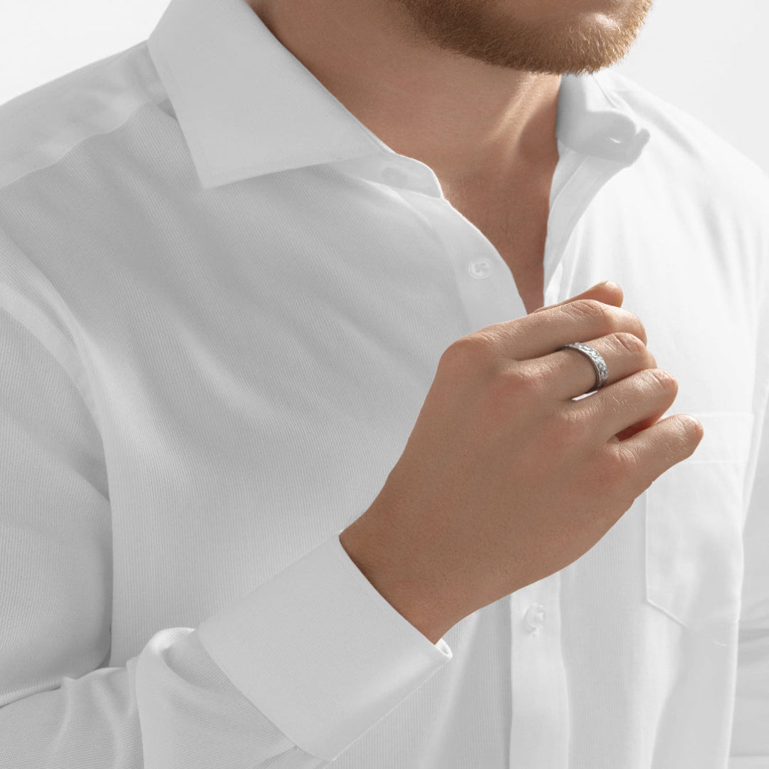 Nebu Gold 24k Platinum Hammered Cuff Ring Male