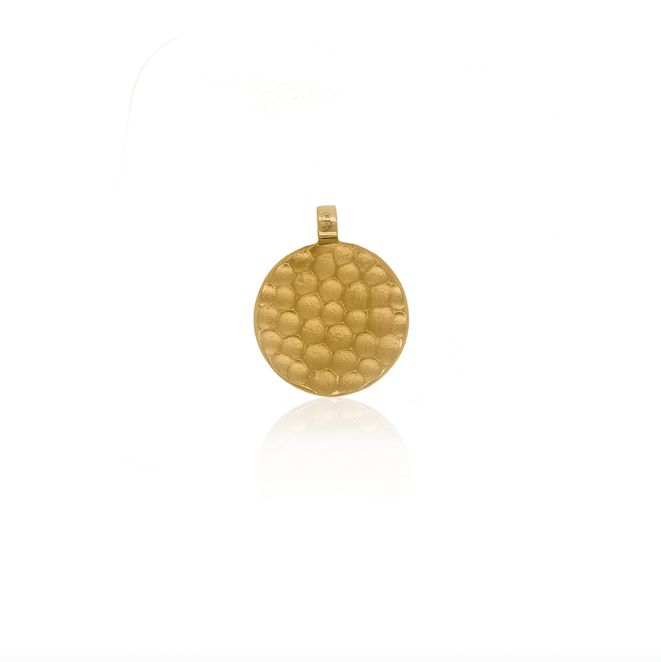 Gold hammered medallion pendant