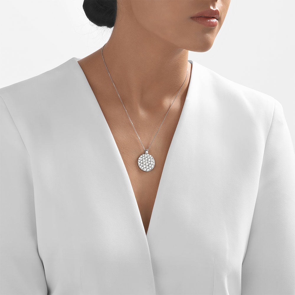 24Kt Platinum Hammered Medallion Pendant