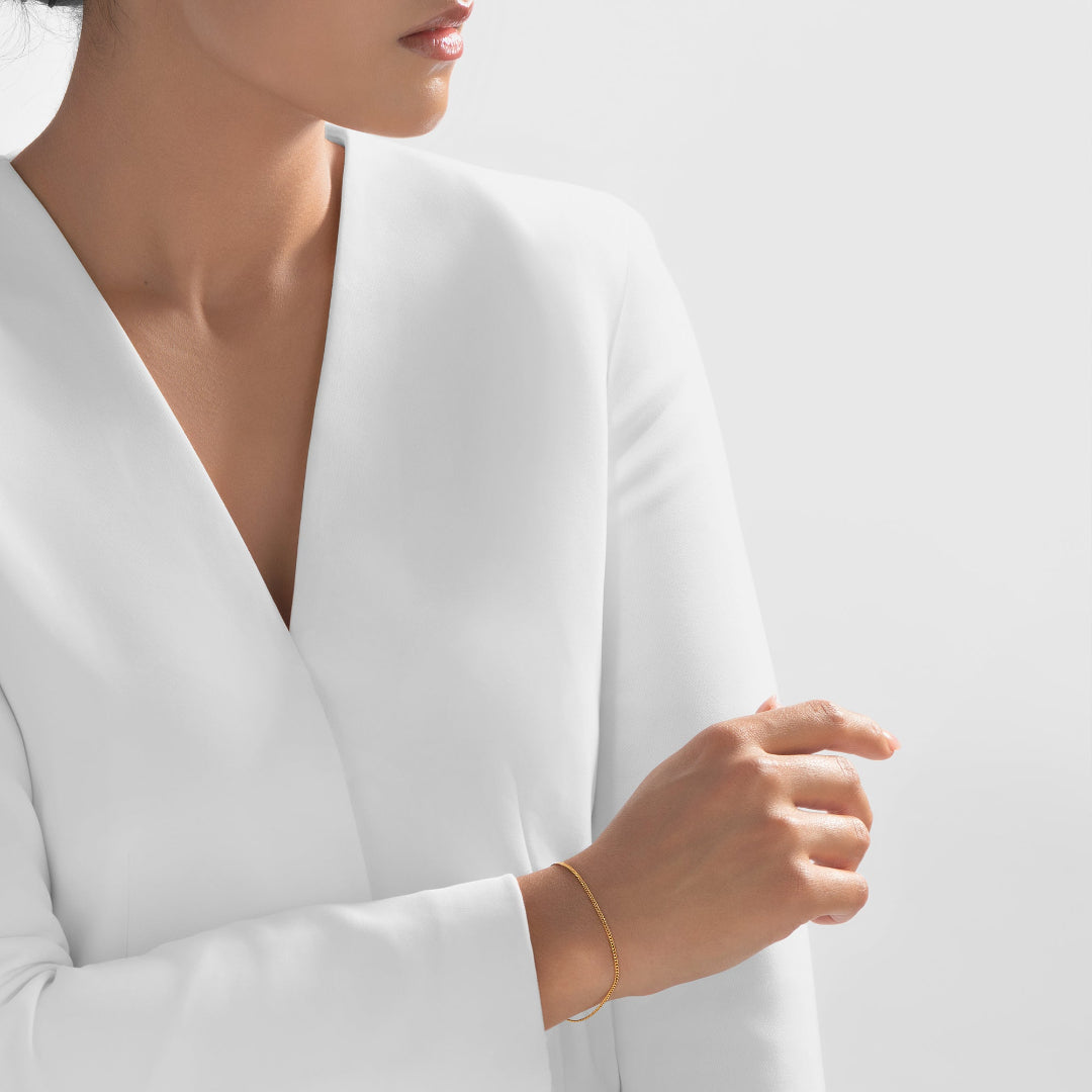 Nebu Gold 22kt Gold Flat Curb Chain Bracelet Female