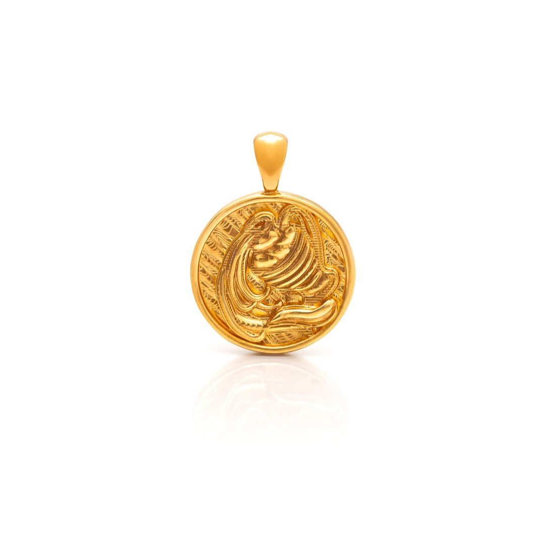 Nebu Gold 24k Gold Aquarius Pendant Front View