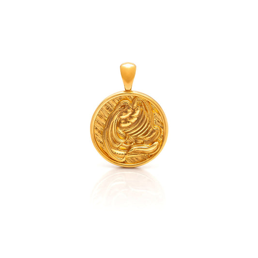 Nebu Gold 24k Gold Aquarius Pendant Front View