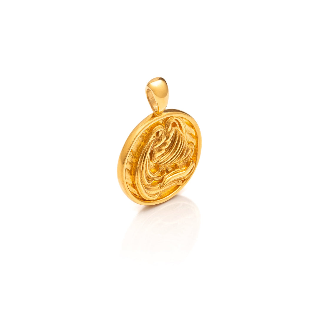 Nebu Gold 24k Gold Aquarius Pendant Side View