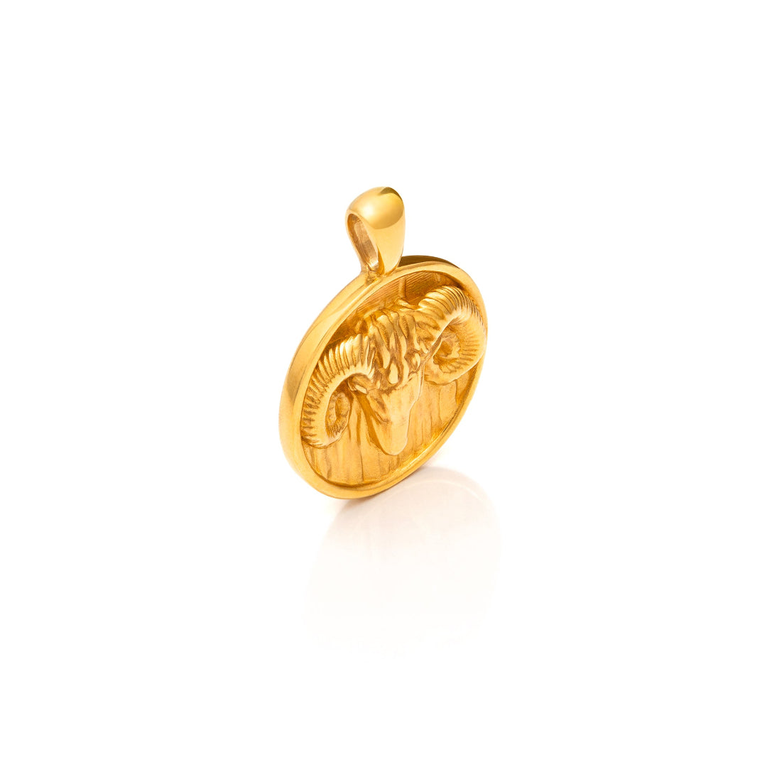 Nebu Gold 24k Gold Aries Pendant Side View