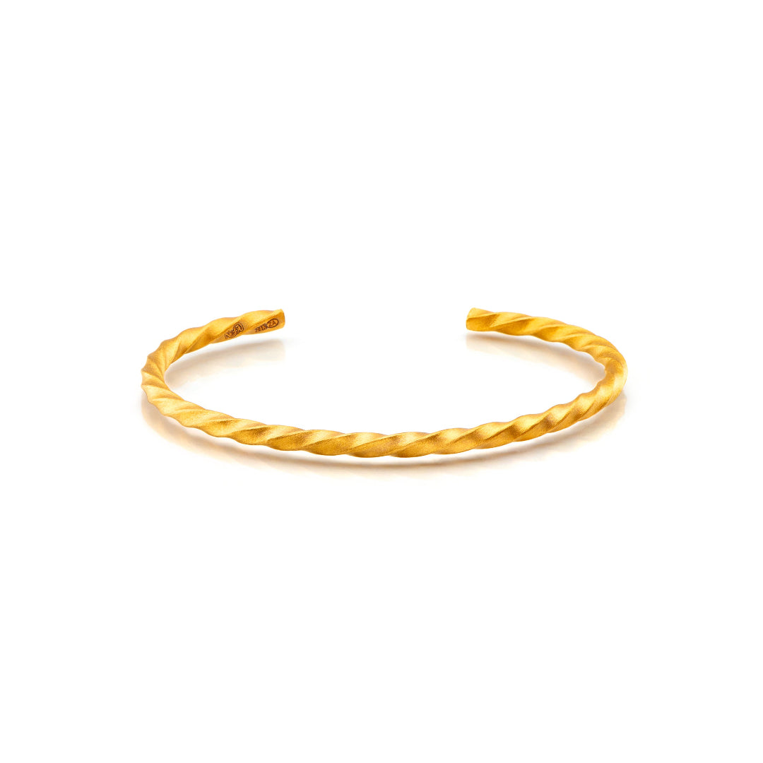 Nebu Gold 24k Gold Bullion Twist Bangle Front View