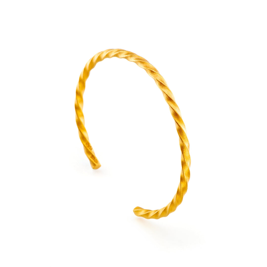 Nebu Gold 24k Gold Bullion Twist Bangle Side View