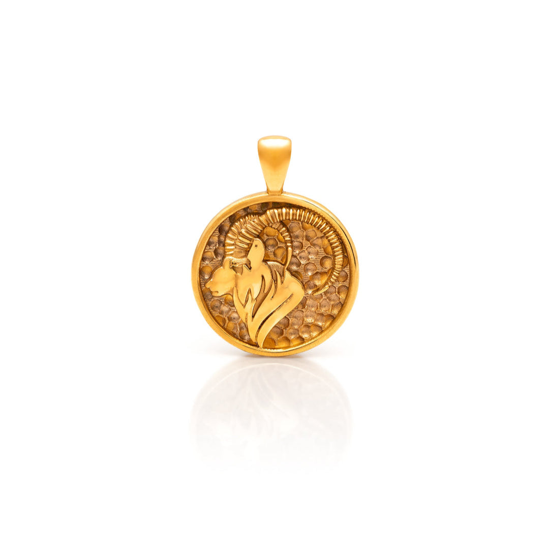Nebu Gold 24k Gold Capricorn Pendant Front View