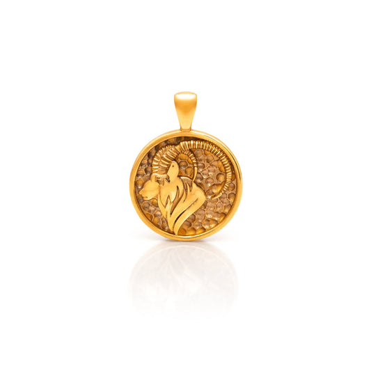 Nebu Gold 24k Gold Capricorn Pendant Front View