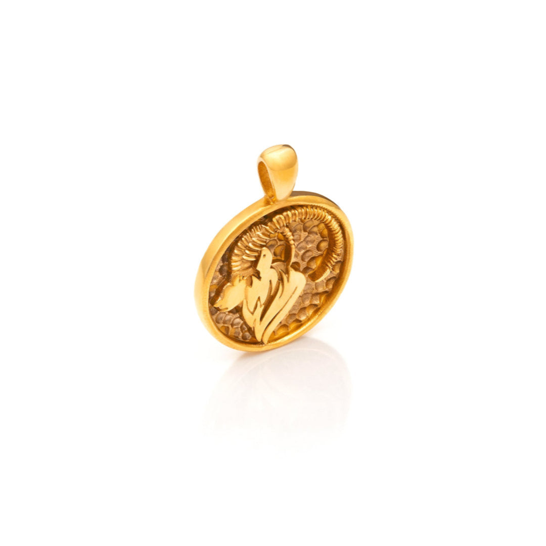 Nebu Gold 24k Gold Aquarius Pendant Side View