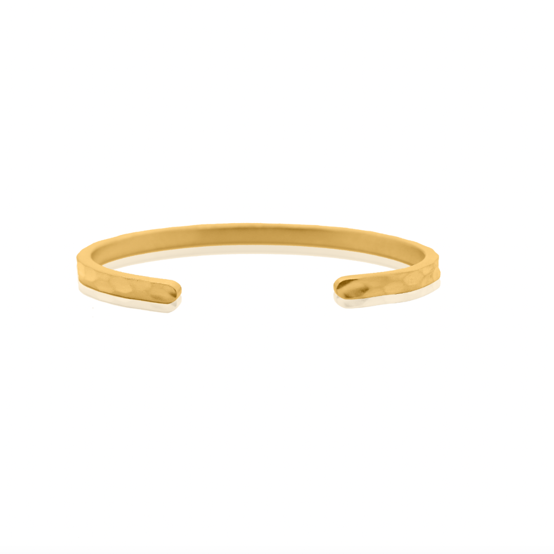 Nebu Gold 24k Gold Classic Hammered Wrist Cuff Back View