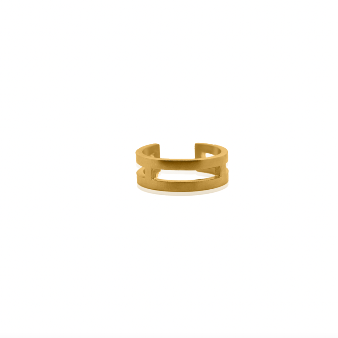 Nebu Gold 24k Gold Double Banded Ring Front View