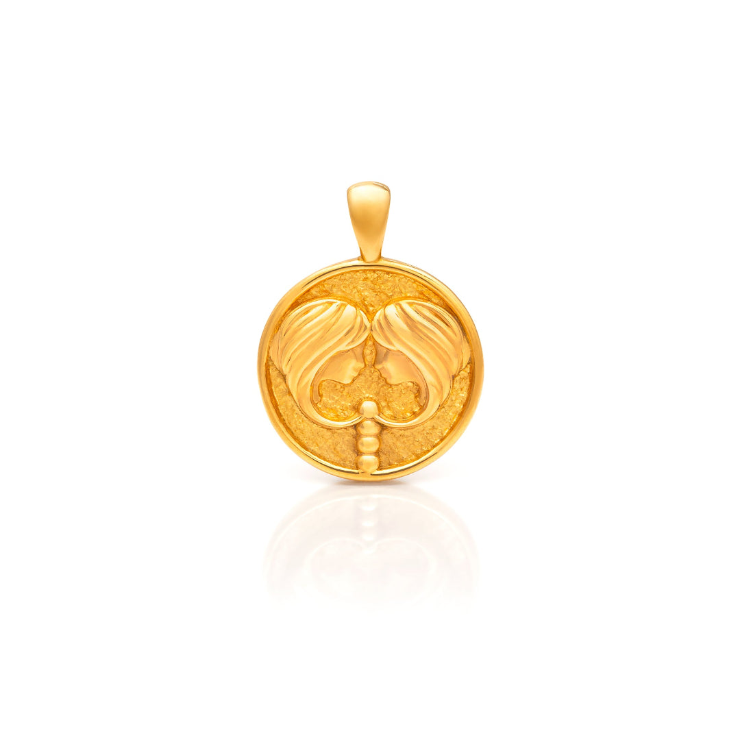 Nebu Gold 24k Gold Gemini Pendant Front View