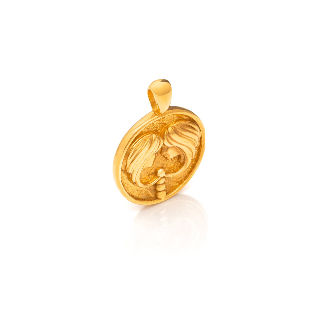 Nebu Gold 24k Gold Gemini Pendant Side View
