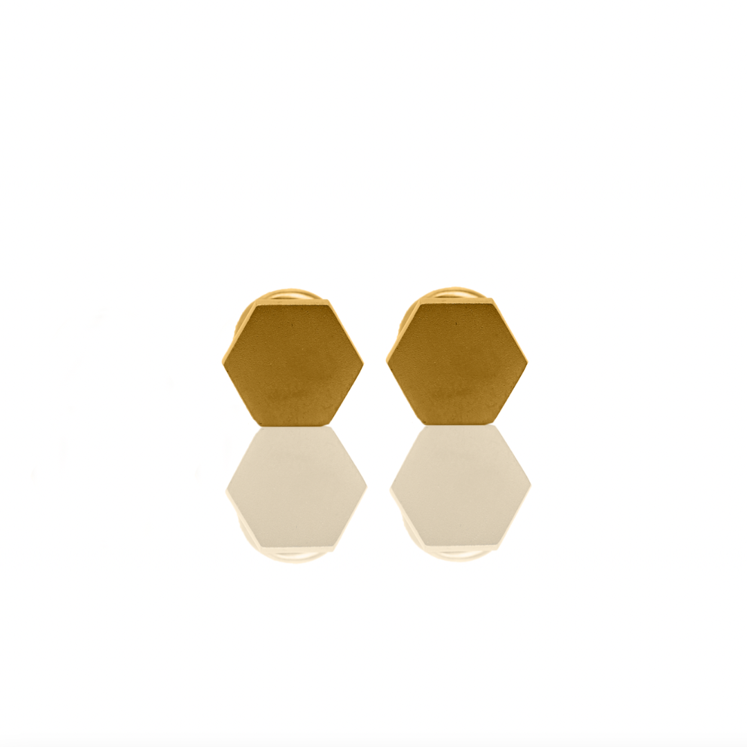 Nebu Gold 24k Gold Hexagon Cufflinks Front View