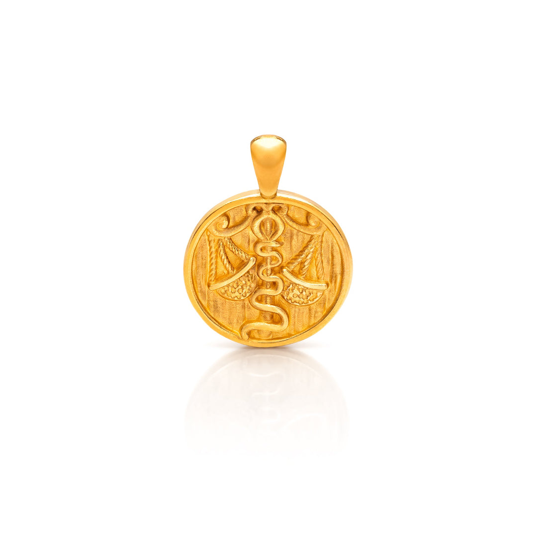 Nebu Gold 24k Gold Libra Pendant Front View