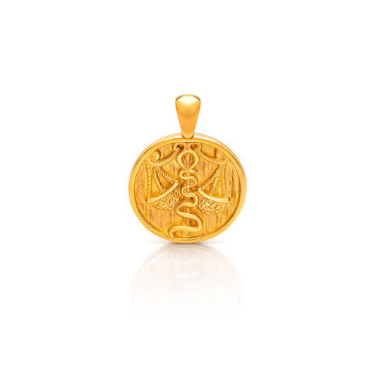 Nebu Gold 24k Gold Libra Pendant Front View