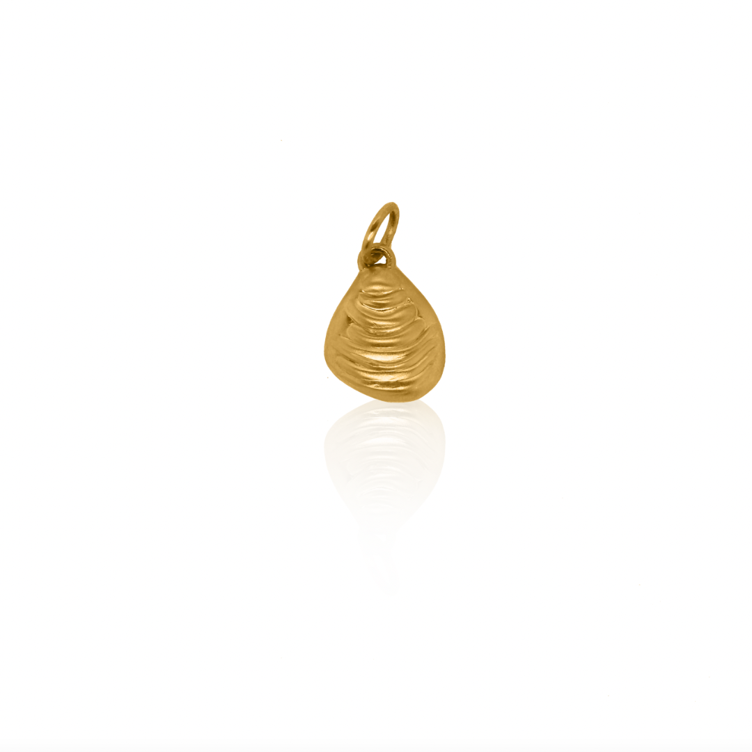 Nebu Gold 24k Gold Oyster Charm Front View