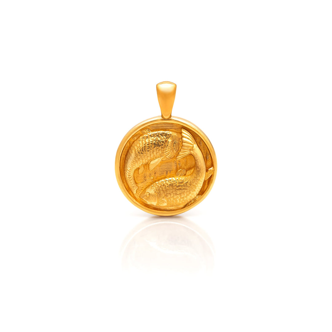 Nebu Gold 24k Gold Pisces Pendant Front View