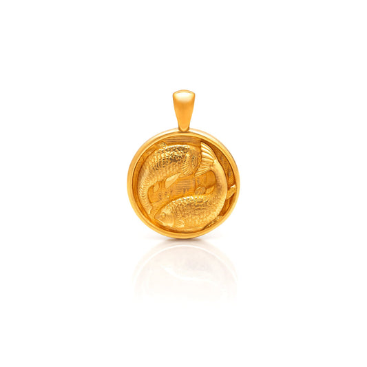 Nebu Gold 24k Gold Pisces Pendant Front View