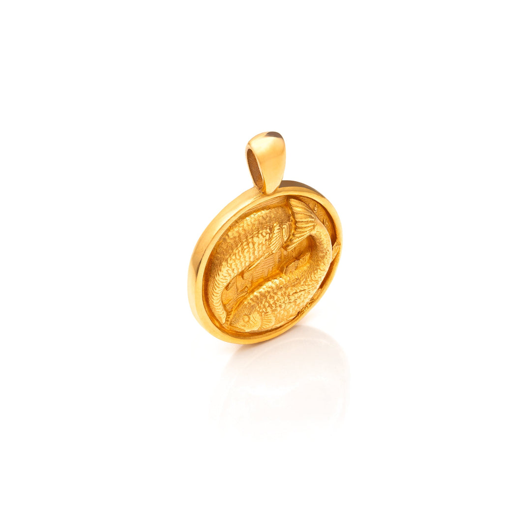 Nebu Gold 24k Gold Pisces Pendant Side View