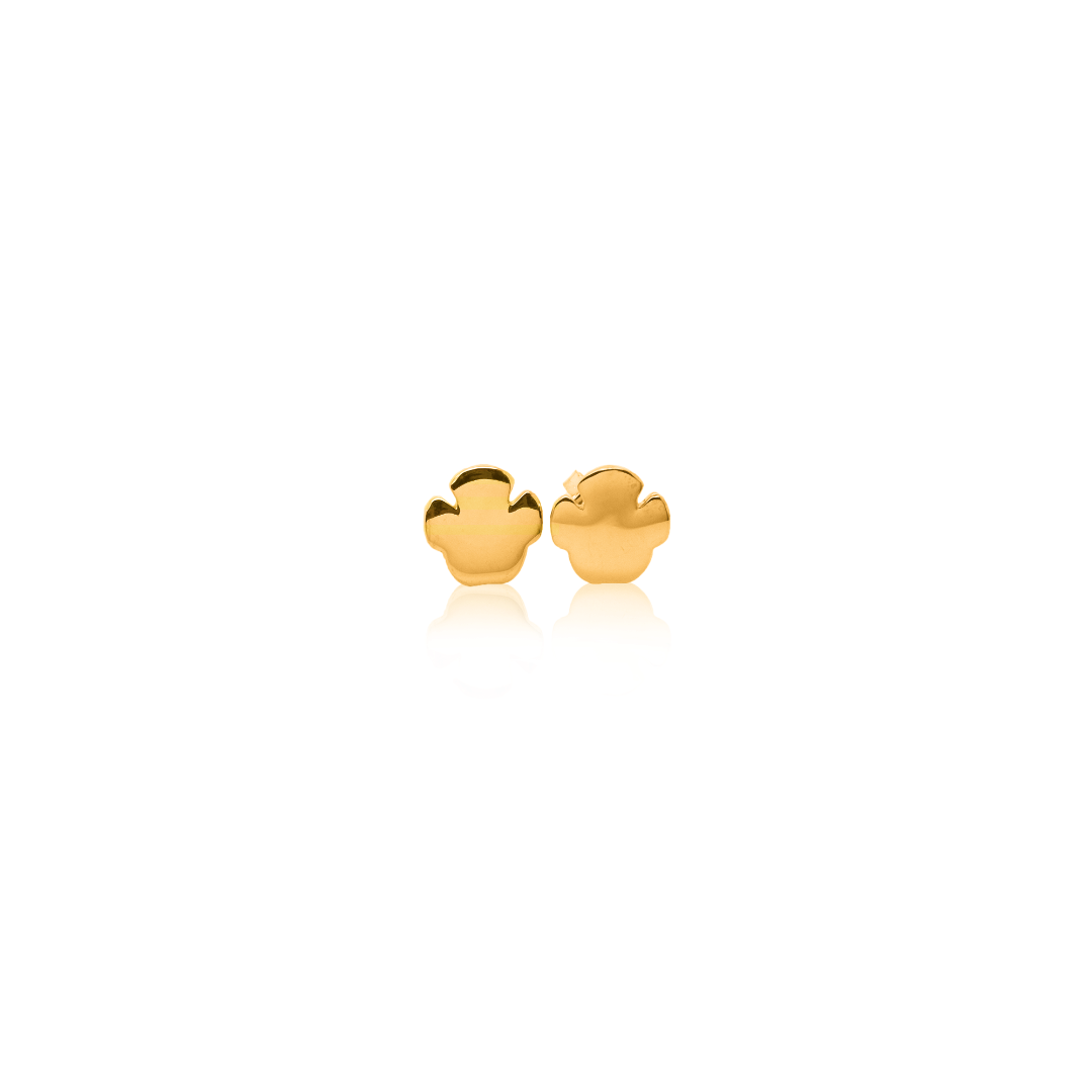 Nebu Gold 24k Gold Rhino Footprint Earrings Front View