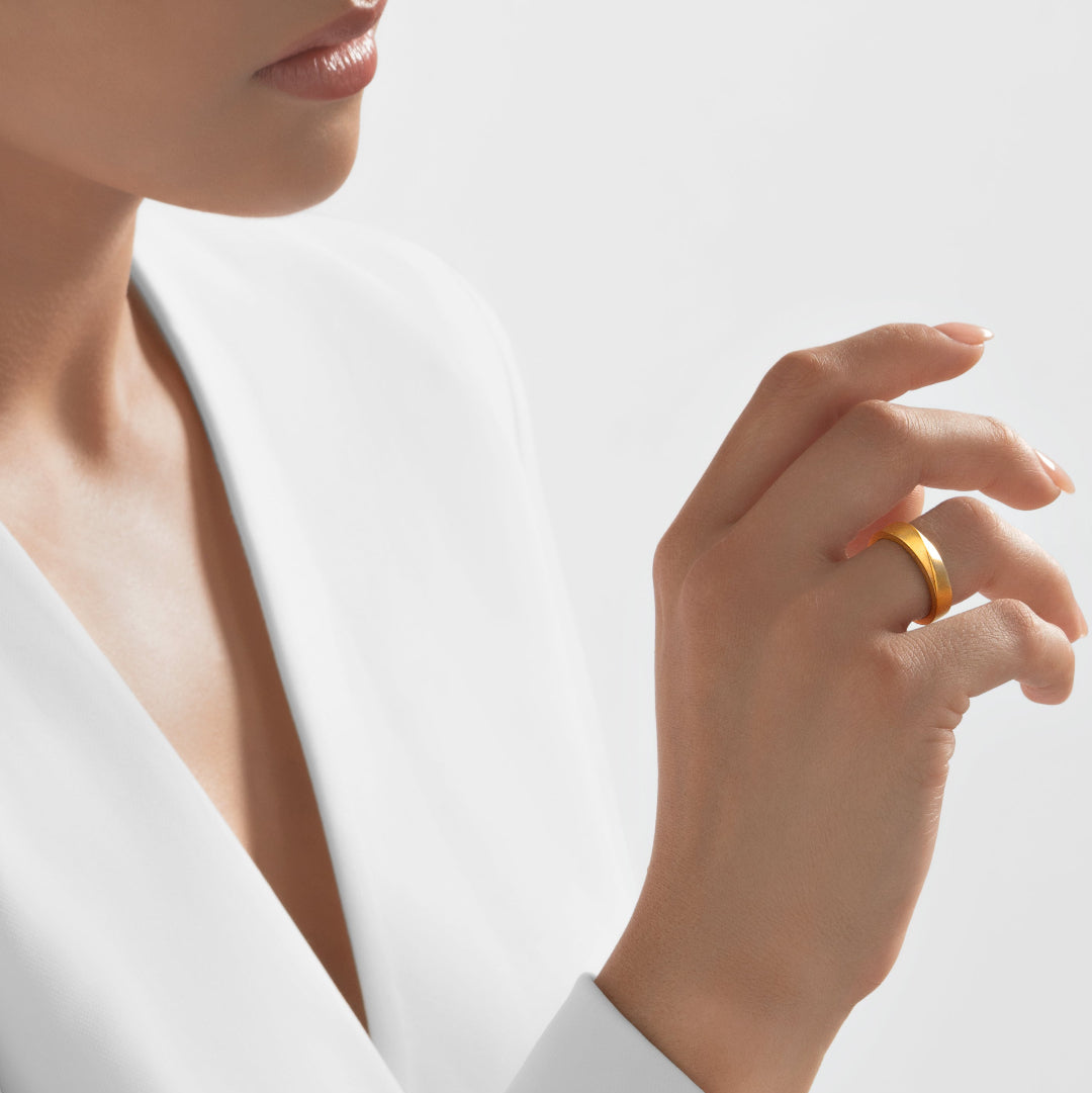 Nebu Gold 24k Gold Ridge Ring Female