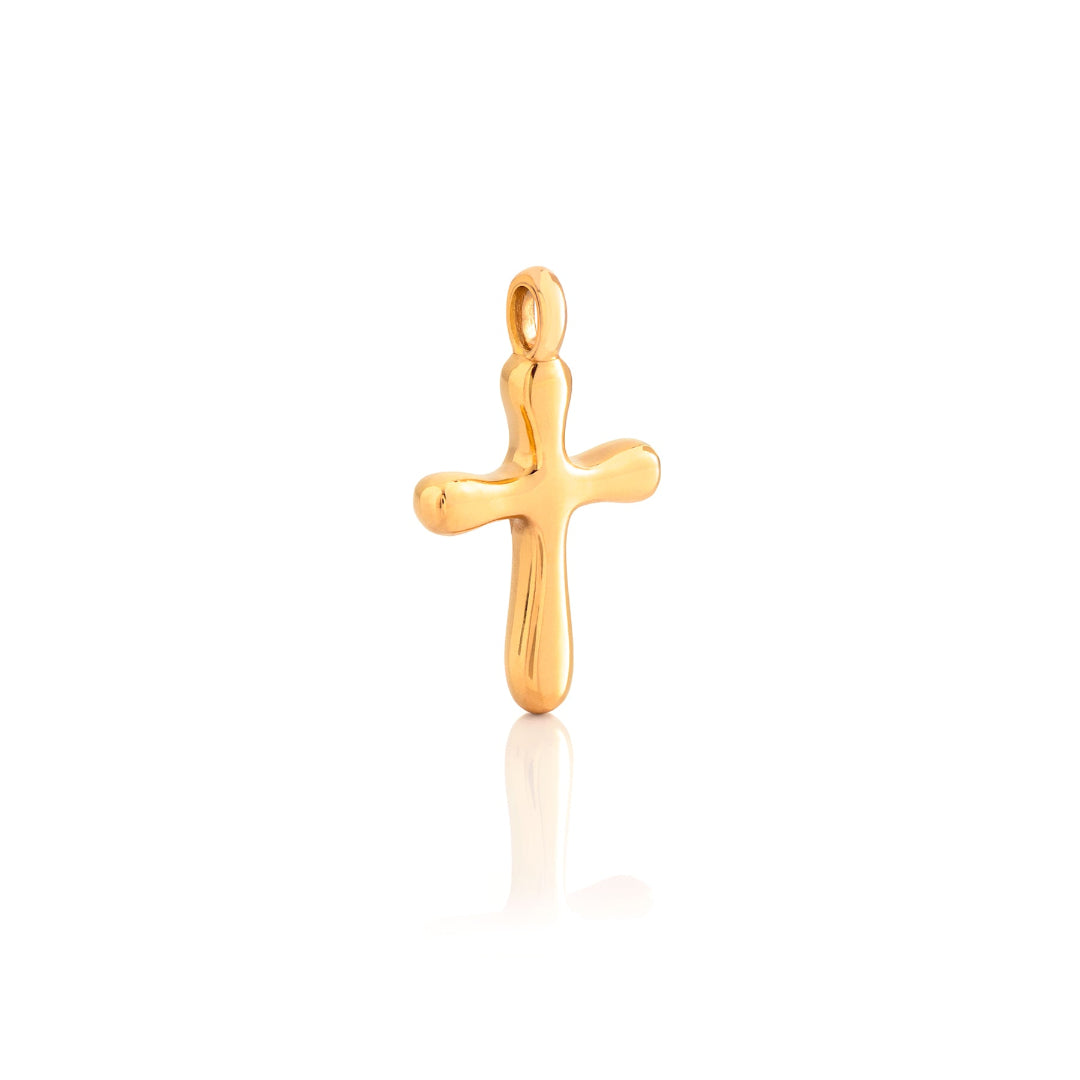 Nebu Gold 24k Gold Rounded Cross Pendant Side View