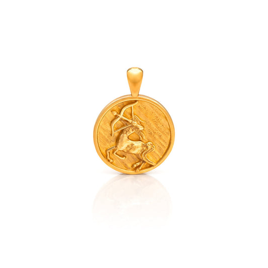 Nebu Gold 24k Gold Sagittarius Pendant Front View