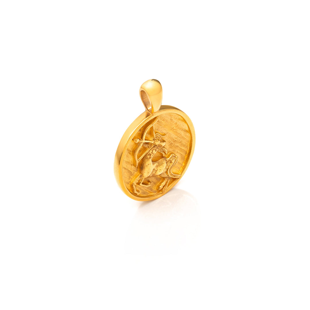 Nebu Gold 24k Gold Sagittarius Pendant Side View
