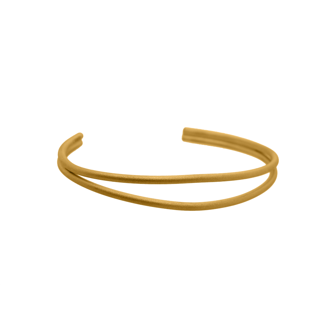 Nebu Gold 24k Gold Tapered Double Band Bangle Front View