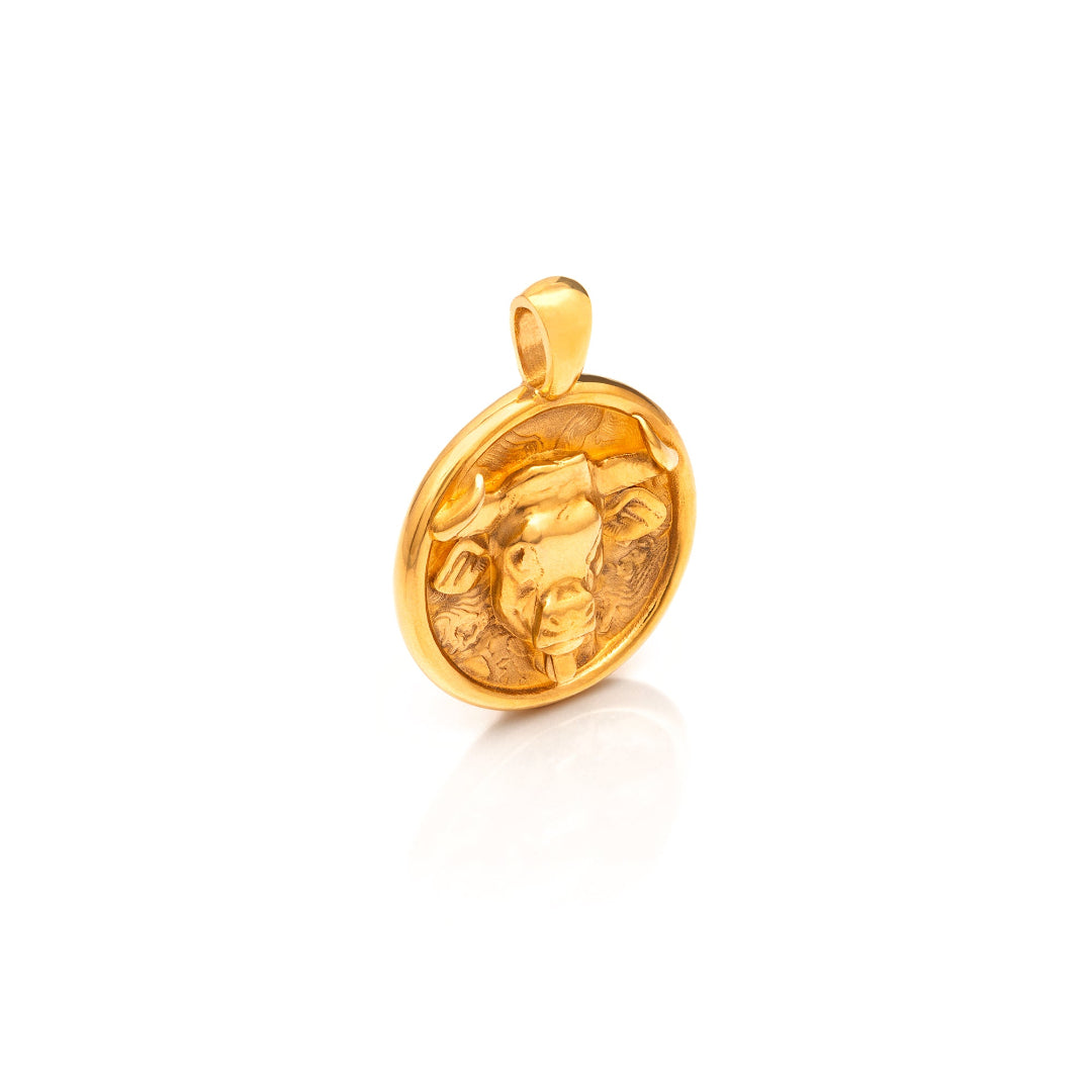 Nebu Gold 24k Gold Taurus Pendant Side View