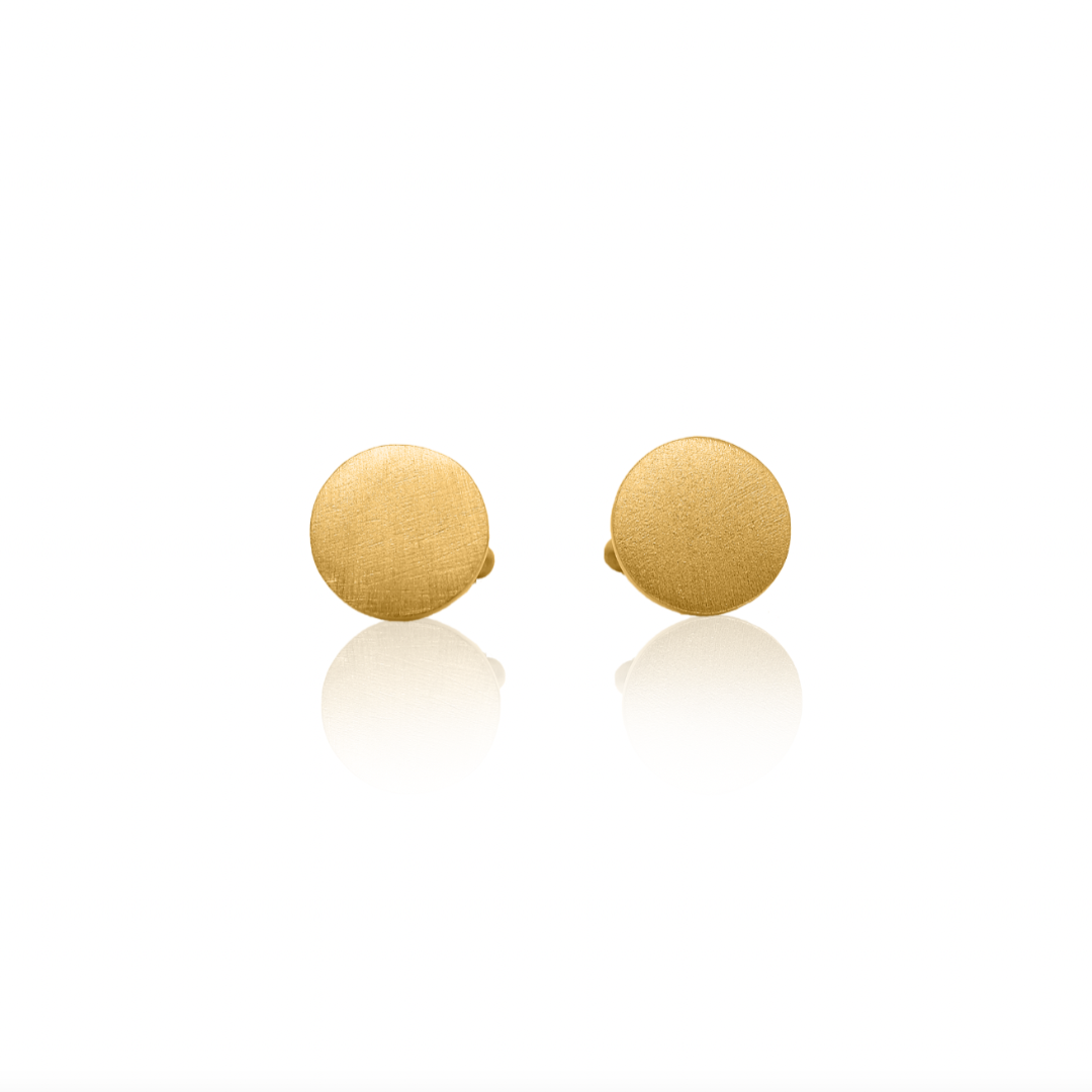 Nebu Gold 24k_Gold Textured Disc Cufflinks Front View