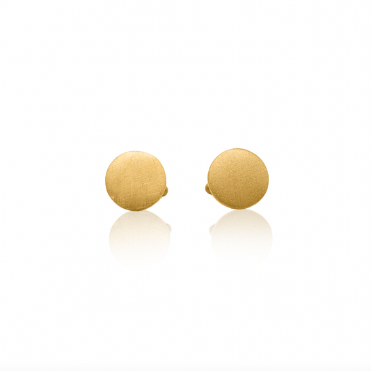 Nebu Gold 24k_Gold Textured Disc Cufflinks Front View
