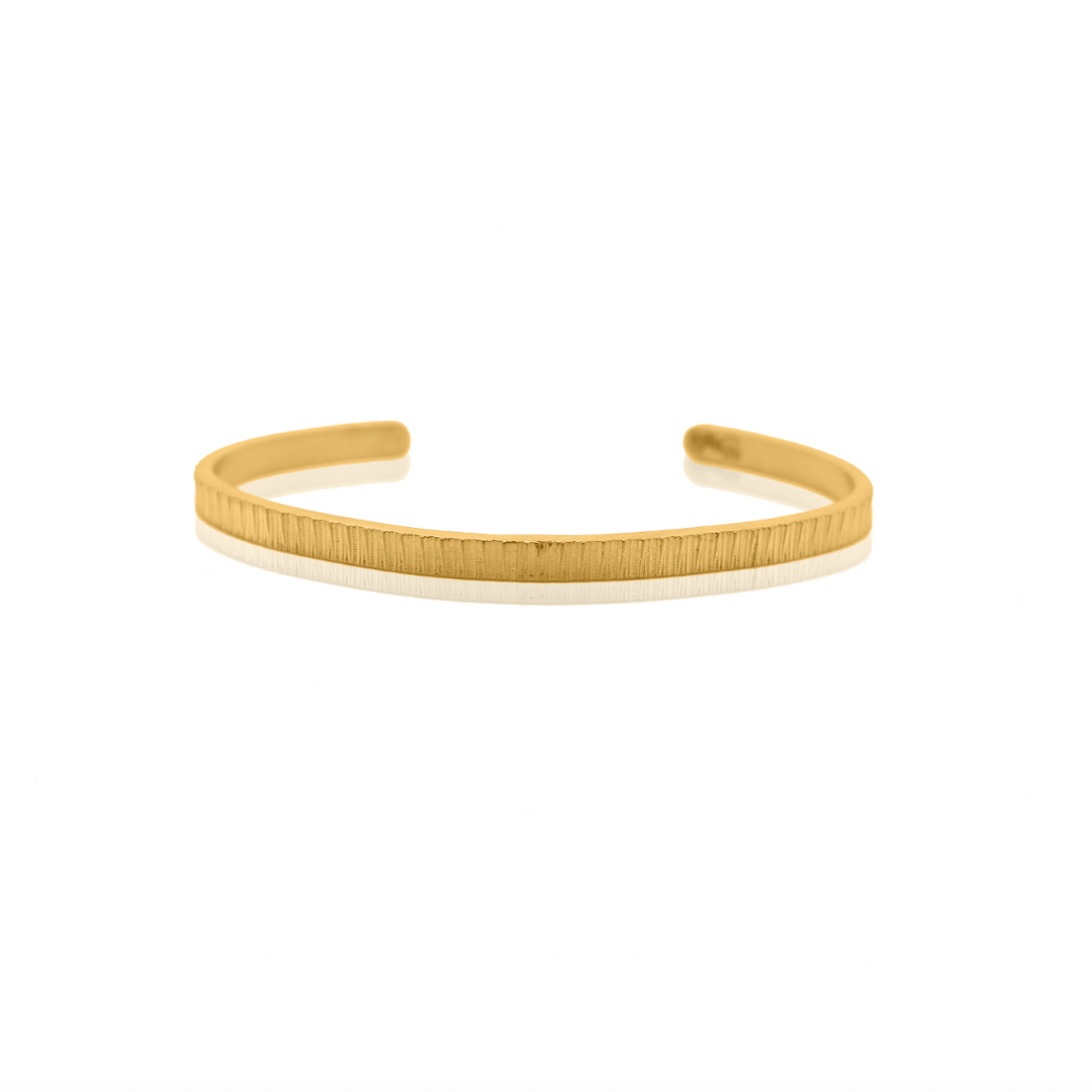 Nebu Gold 24k Gold Textured Wrist Cuff Front View