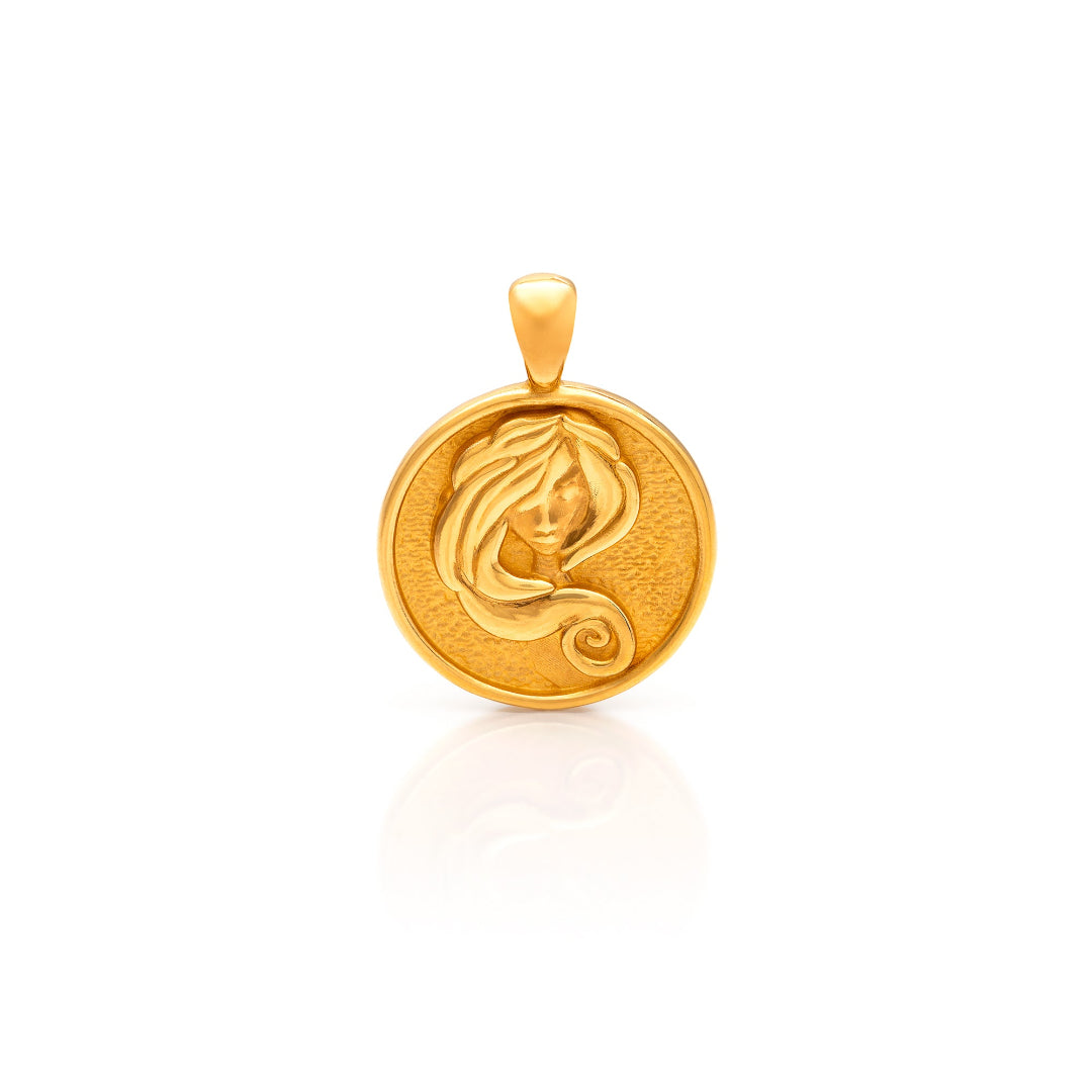 Nebu Gold 24k Gold Virgo Pendant Front View
