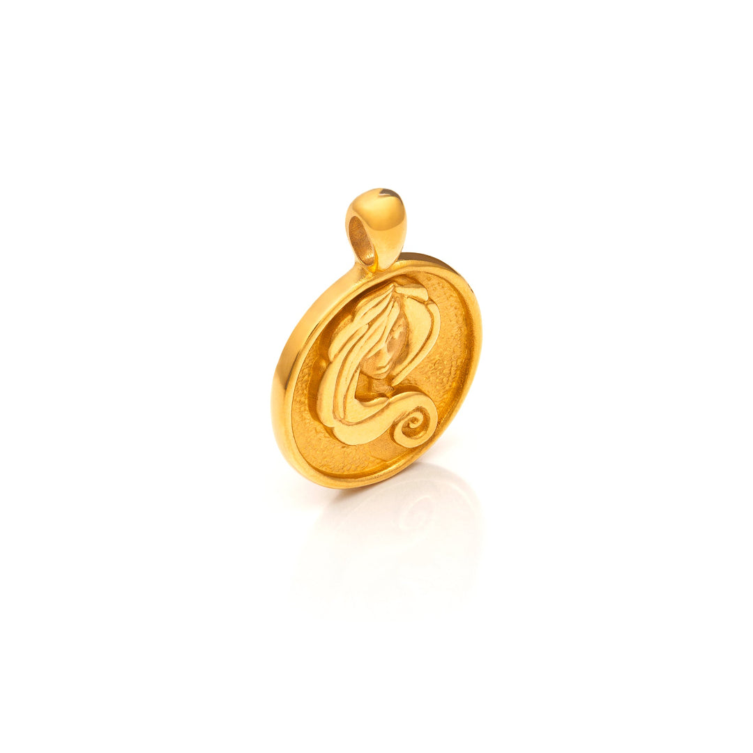 Nebu Gold 24k Gold Virgo Pendant Side View