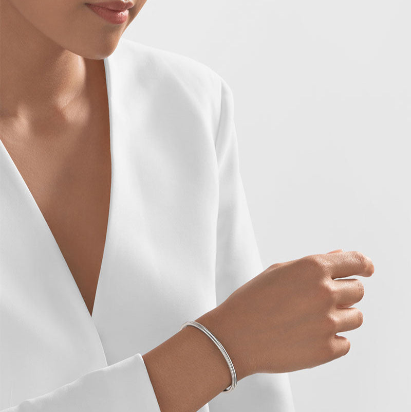 Nebu Gold 24k Platinum Grooved Double Band Bangle Female