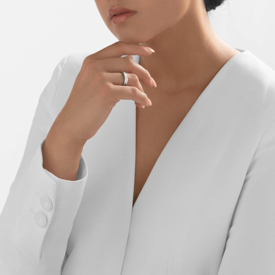 Nebu Gold 24k Platinum Hammered Cuff Ring Female