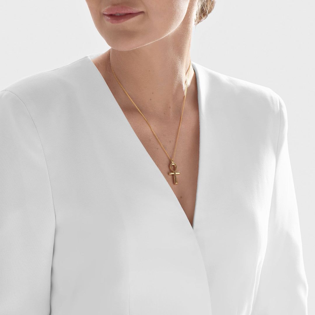 Nebu Gold 24kt Gold Ankh Key Of Life Pendant Female