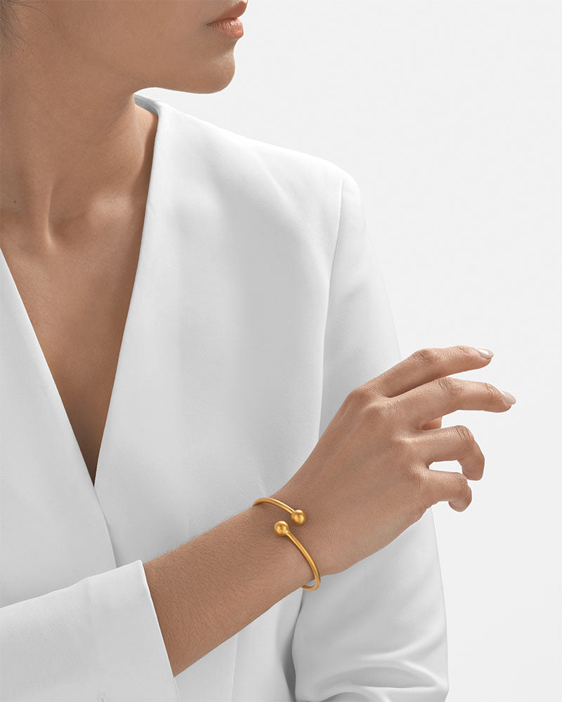 Nebu Gold 24kt Gold Golden Orb Bangle Female