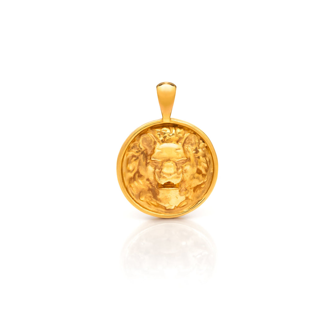 Nebu Gold 24kt Gold Leo Pendant Front
