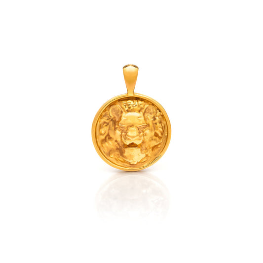 Nebu Gold 24kt Gold Leo Pendant Front