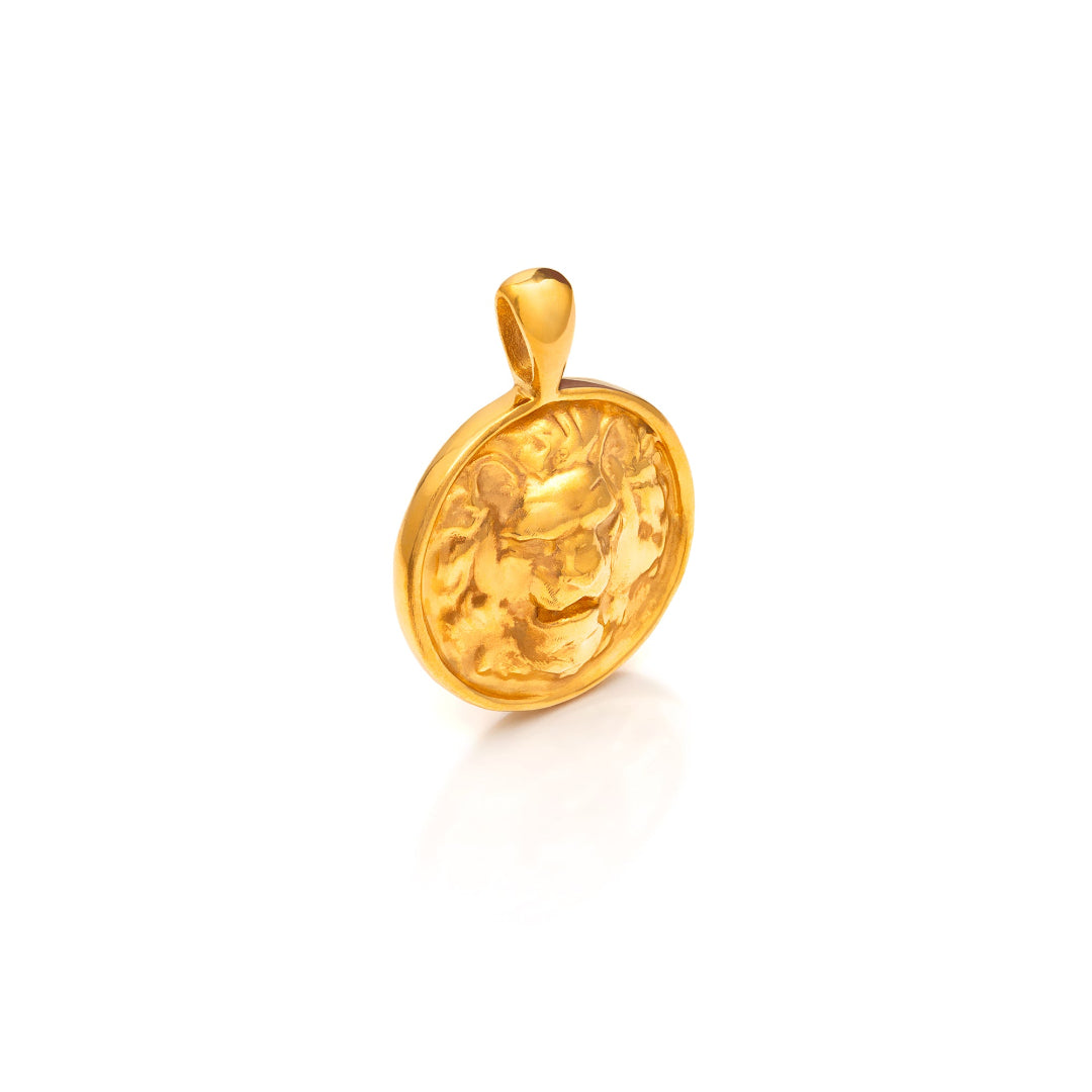 Nebu Gold 24kt Gold Leo Pendant Side