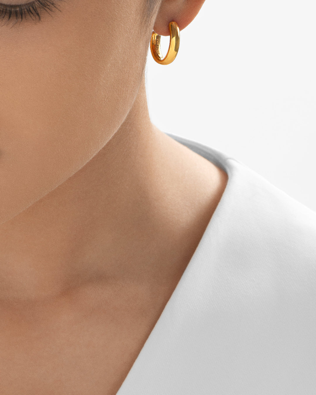 Nebu Gold 24kt Gold Slender Hoop Earrings Female