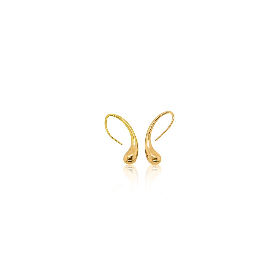 Nebu Gold 24kt Gold Water Droplet Earrings Front View