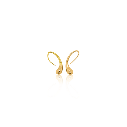Nebu Gold 24kt Gold Water Droplet Earrings Front View